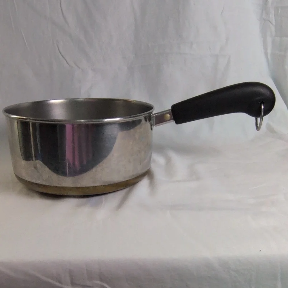 Revere Ware 2 qt Stainless Steel Saucepan Copper Bottom Single Black Handle